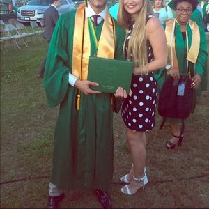 Black and white poka dot slim fit dress